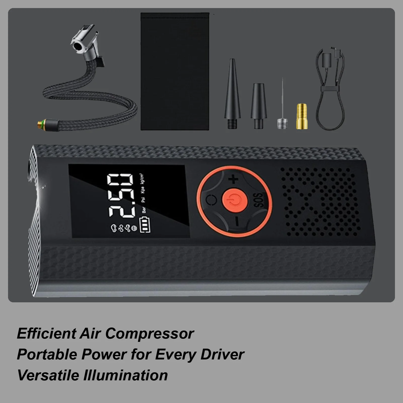 Tire Inflator With Digital Gauge Rechargeable Tire Inflator Portable Air Compressor For Motorcycle Bike Vehicle Electric Scooter
