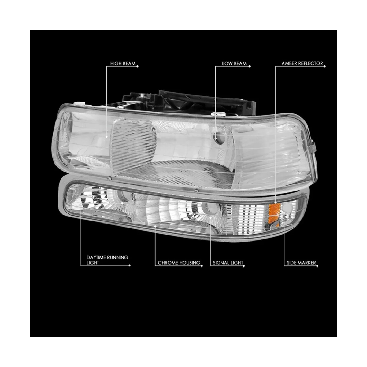 LED DRL Daytime Running Light Fog Lamp Driving Light Parking Lights HD Headlight for Chevrolet Silverado 99-02 GM2520173