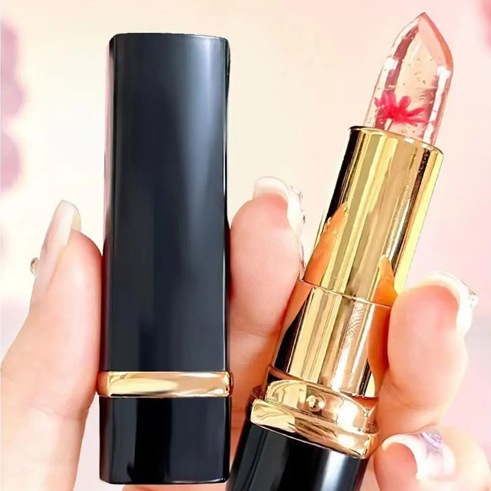 Bálsamo labial que cambia de Color con temperatura, brillo de labios de flor de gelatina de cristal, hidratante transparente, maquillaje cosmético de larga duración