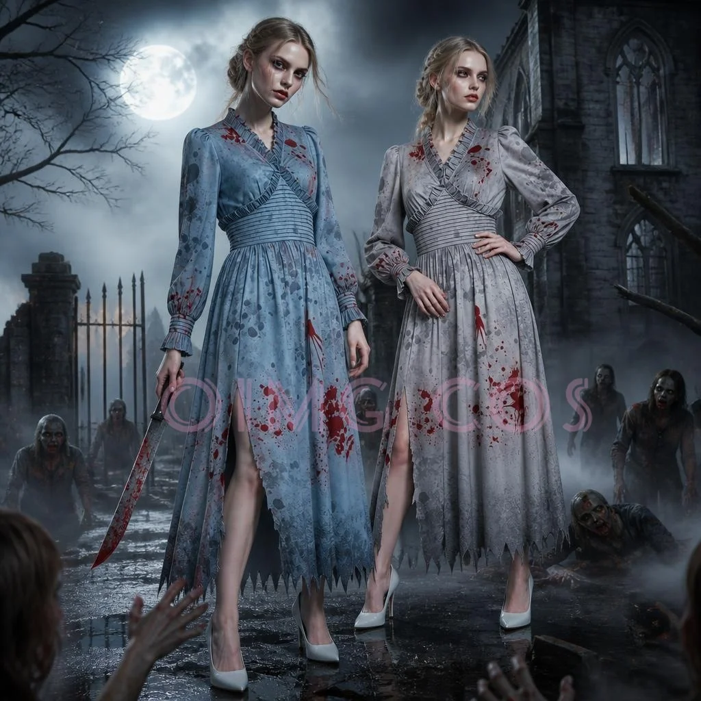 Resident Evil Requiem Zombie Sisters Marie Emily Cosplay Costume Set Full Adult Halloween Carnival Cloak Comic Con Cos Events