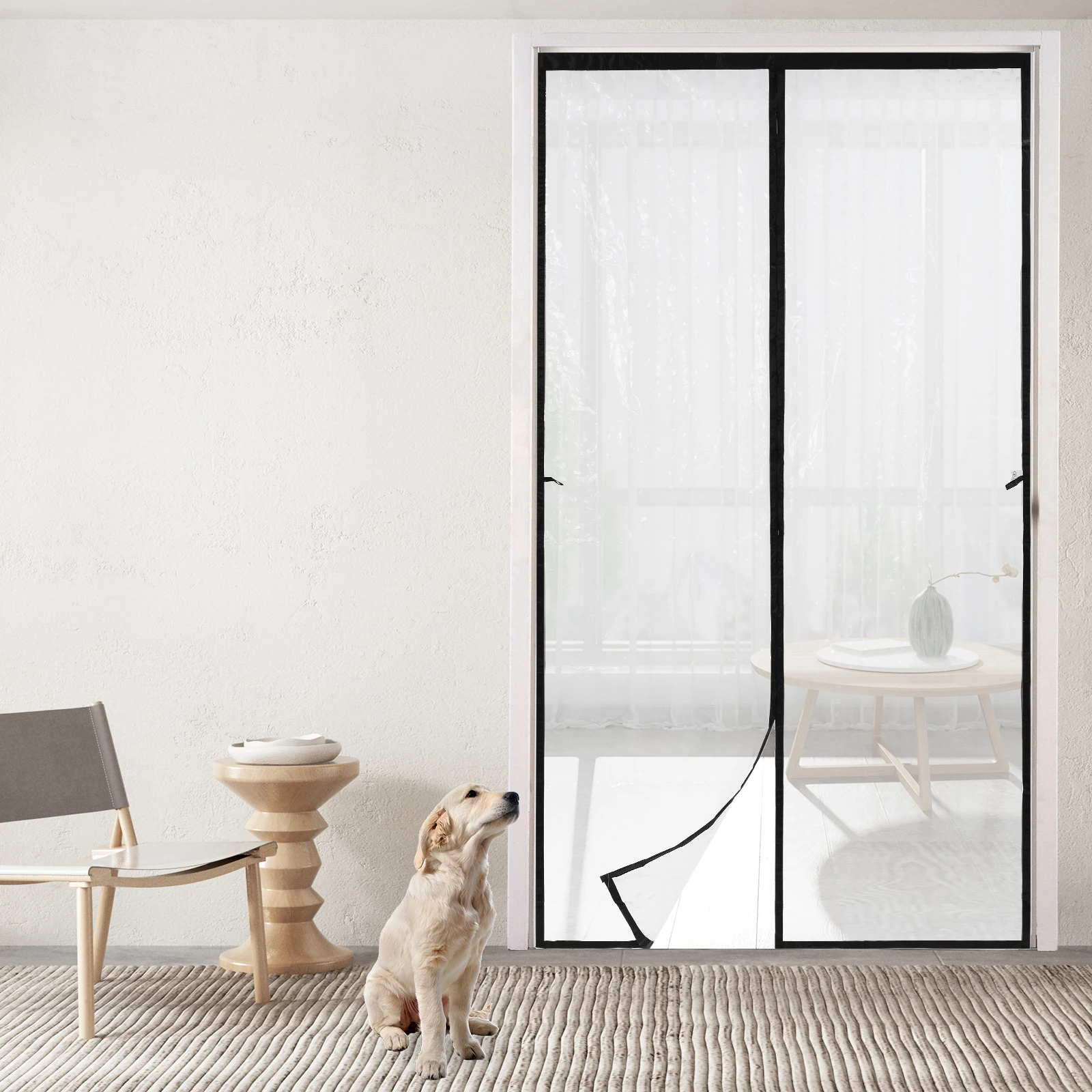 

Black Insulated Doorway Curtains Warm Door Screen Non Perforated Air Conditioning Door Film Magnetic Automatic Closing for Door