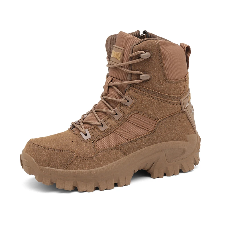 Men's Tactical Boots Suede Leather Waterproof Hiking Shoes Anti Slip Outdoor Mountain Climbing Shoes Breathable Huntining Boots