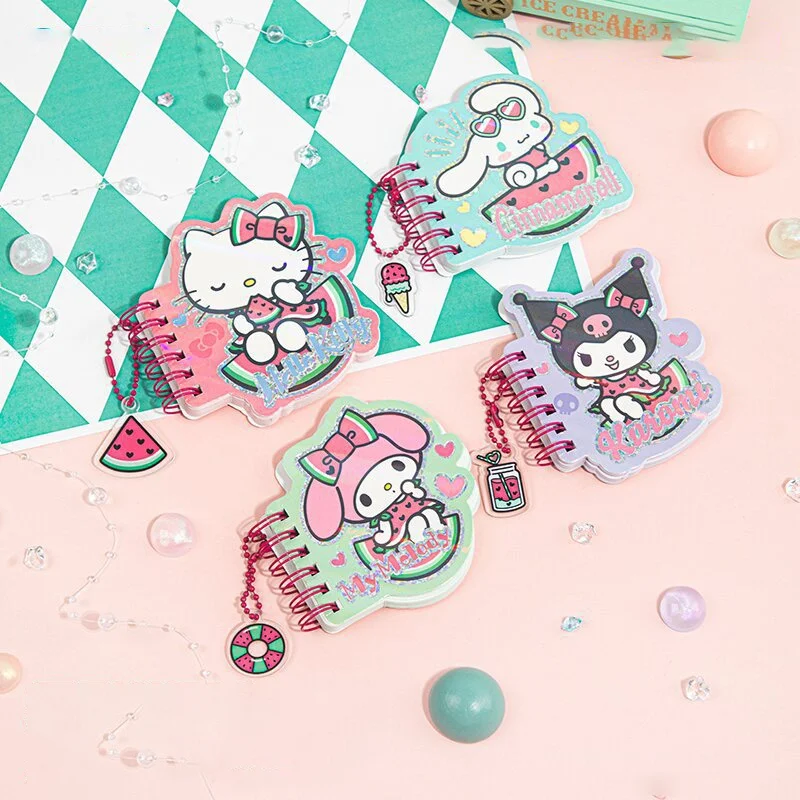 12 шт./лот Sanrio Kuromi Melody Cinnamoroll катушка блокнот милый портативный блокнот дневник планировщик канцелярские принадлежности подарок школьные принадлежности