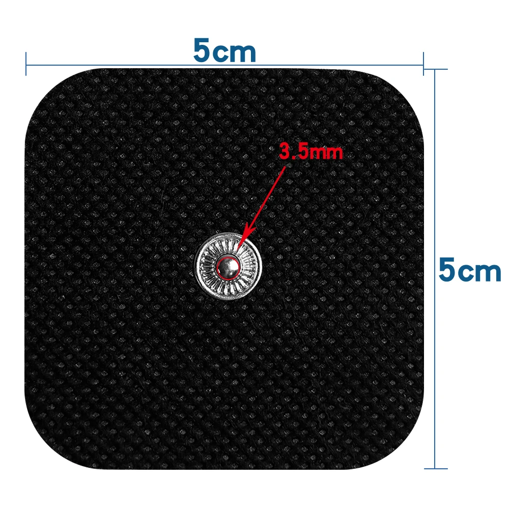 Almohadillas de electrodos autoadhesivas para masaje Tens, 50/100 piezas, 5x5cm, estimulador muscular de los nervios, terapia de fisioterapia,