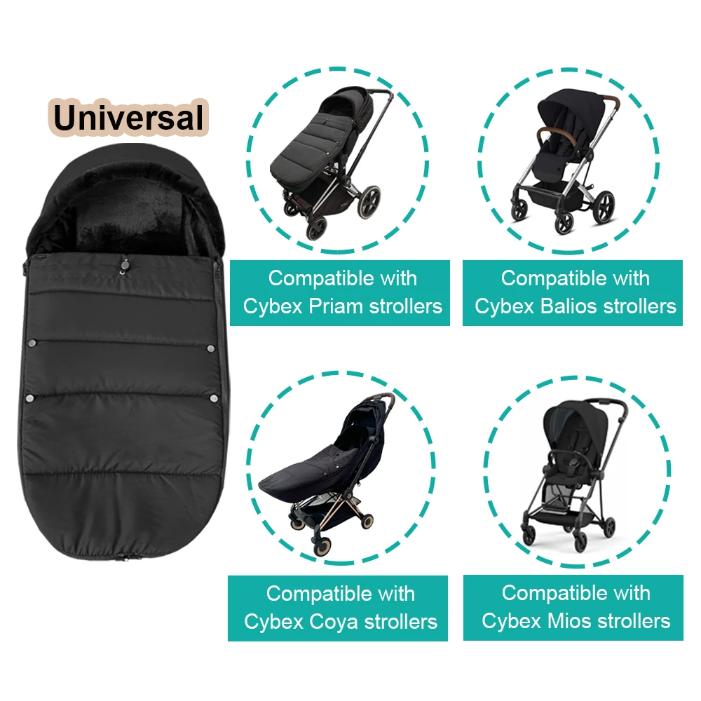 غطاء قدم شتوي لعربة الأطفال متوافق مع عربات Cybex Priam & Mios & COYA، ملحقات عربة الأطفال العالمية، جوارب دافئة