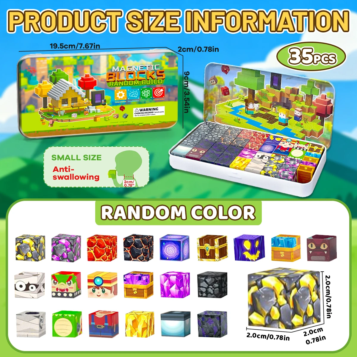 35PCS Magnetic Building Blocks Toys STEM Educational Magnet Toys For Kids Boys Girls Birthday Gifts With Iron Box