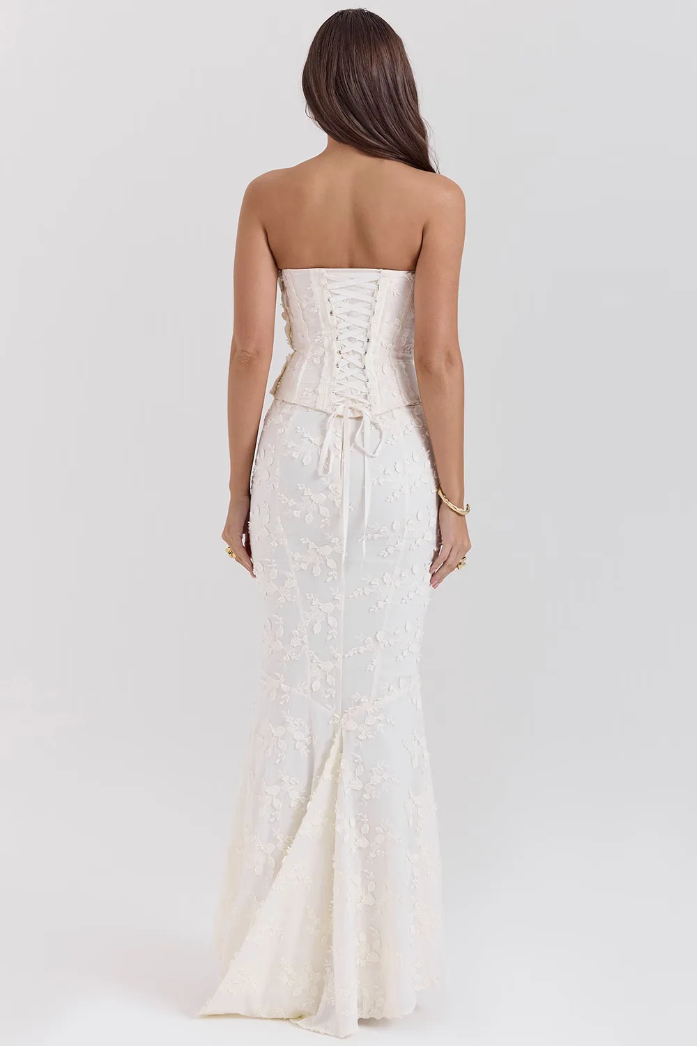 Fangokv Women's Sexy No Sleeve Fish Tail Tank Maxi Dress - Backless Mermaid Gown, Lace Jacquard, Ruched, Party Evening Wear