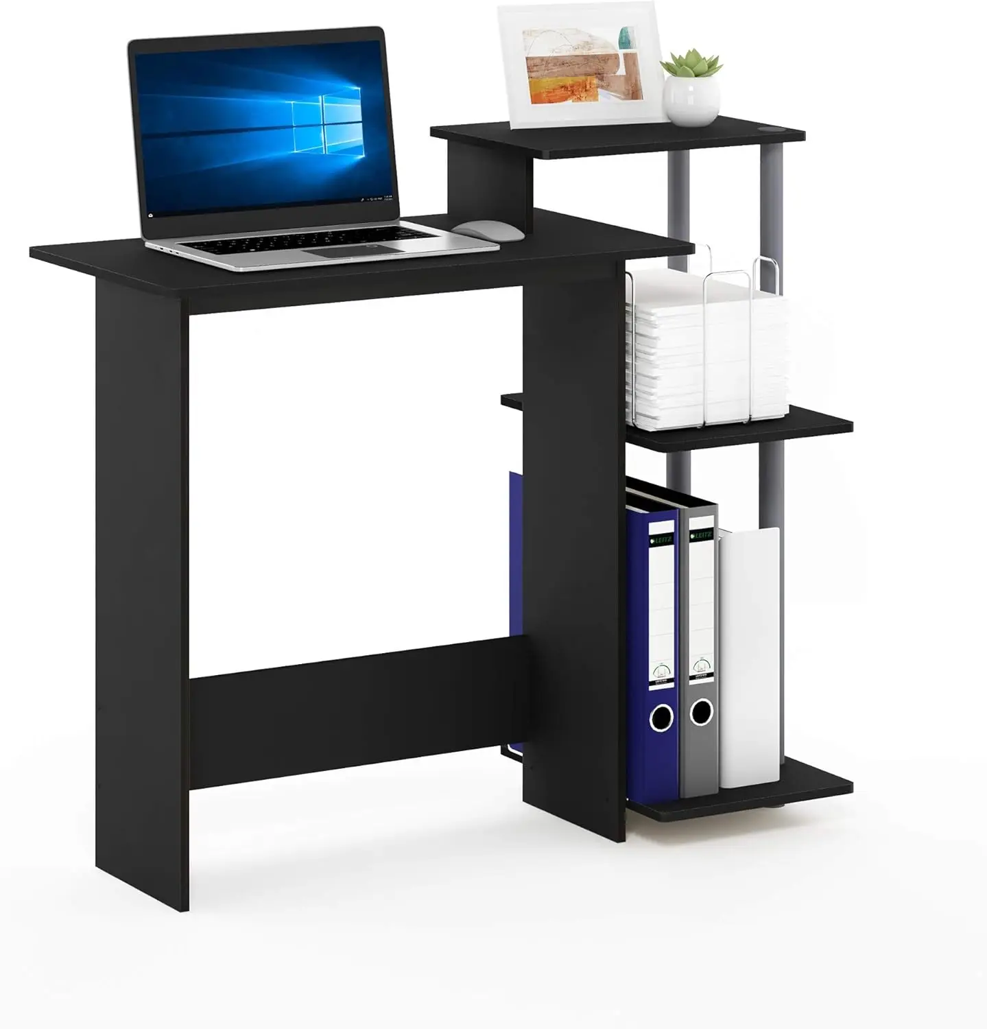 

28.6" Wide Gaming Desk with 3 Open Side Shelves, Compact Office Desk for Home, Study Room, Dorm, Black