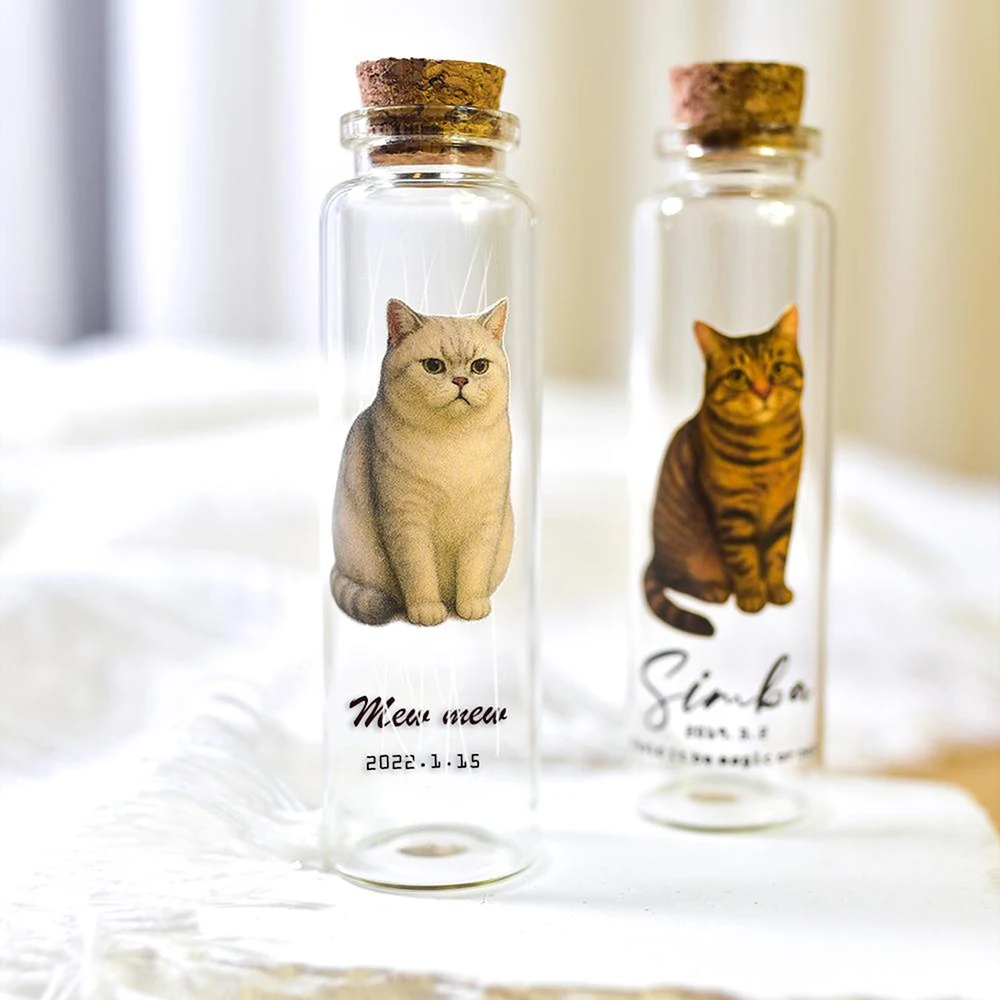 

Custom Dog Cat Whisker's Vase Memorial Bottle for Cat Fur Storage Container for DIY Decoration Gift for Pet Lovers Home Display
