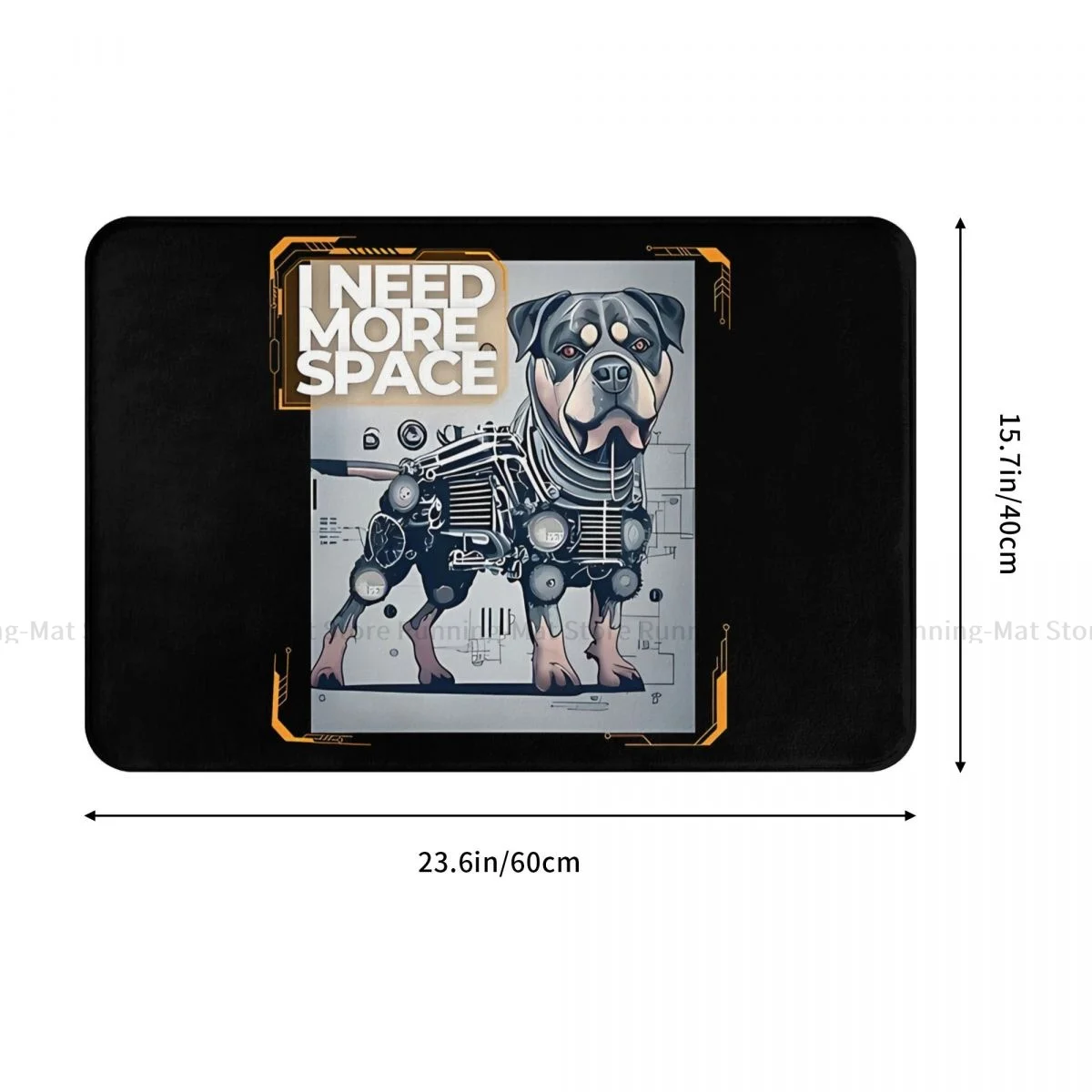 Rottweiler Dog Bathroom Mat Robot Whit Text I Need More Space Doormat Kitchen Carpet Balcony Rug Home Decor