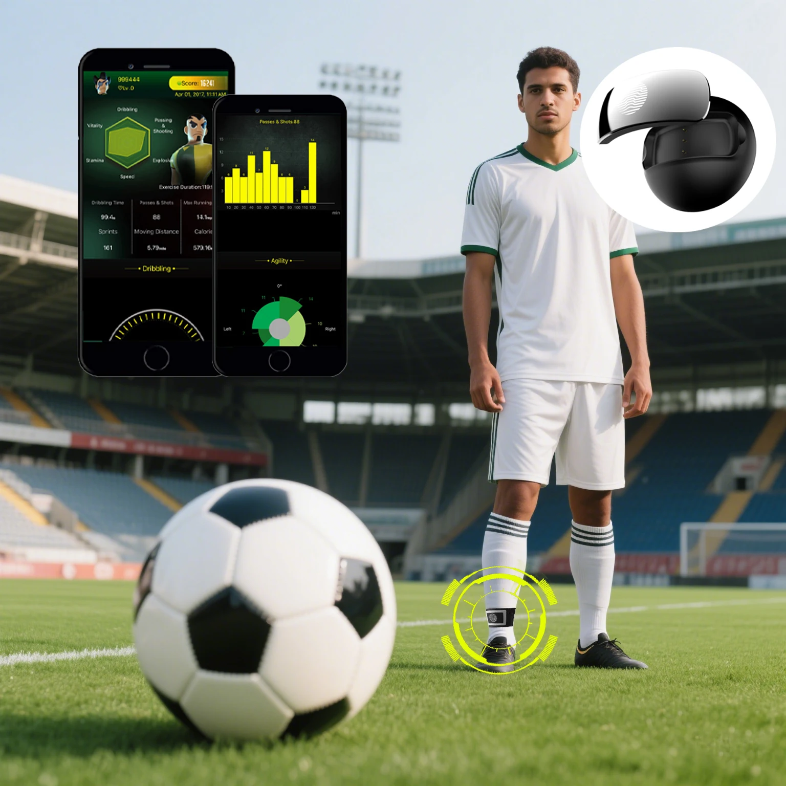 

Hot Customizable Smart Football Tracker Improve Agility, Speed & Skills AI Soccer Team Training System