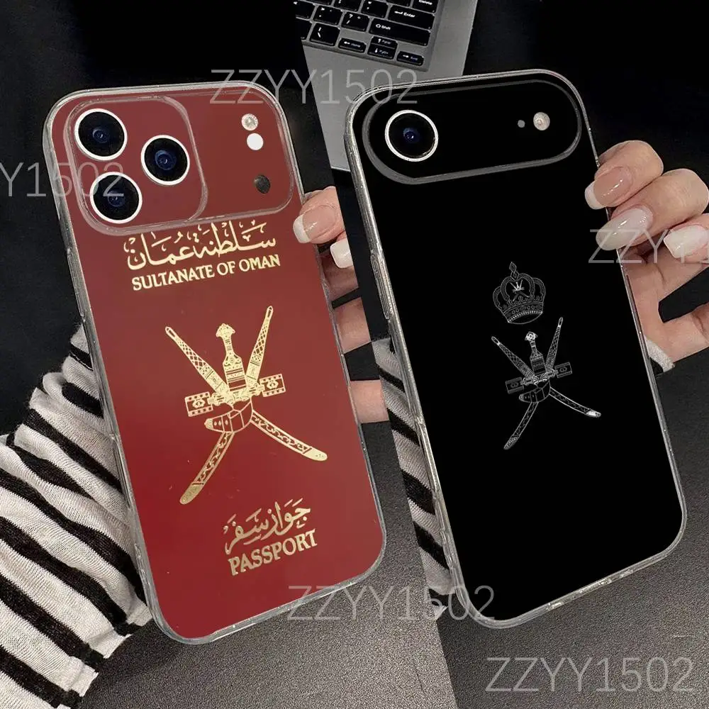 

Oman Passport Flag Phone Case For iPhone 17,16,15,14,13,12,11 Pro,Max,Plus,X,XS,XR,SE4,E Mini Transparent Soft