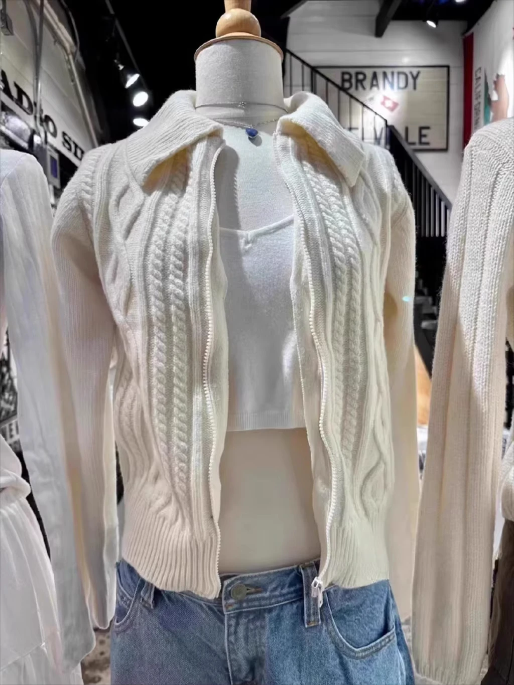 

Осенний вязаный свитер с витым цветком, кардиган, женский отложной воротник, молния, пальто с длинными рукавами, милые милые свитера Y2k, топы