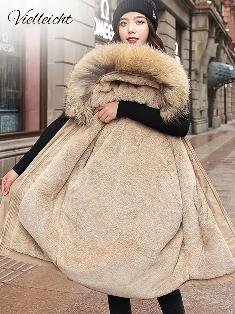 

Vielleicht 2021 New Cotton Thicken Warm Winter Jacket Coat Women Casual Parka Winter Clothes Fur Lining Hooded Parka Mujer Coats