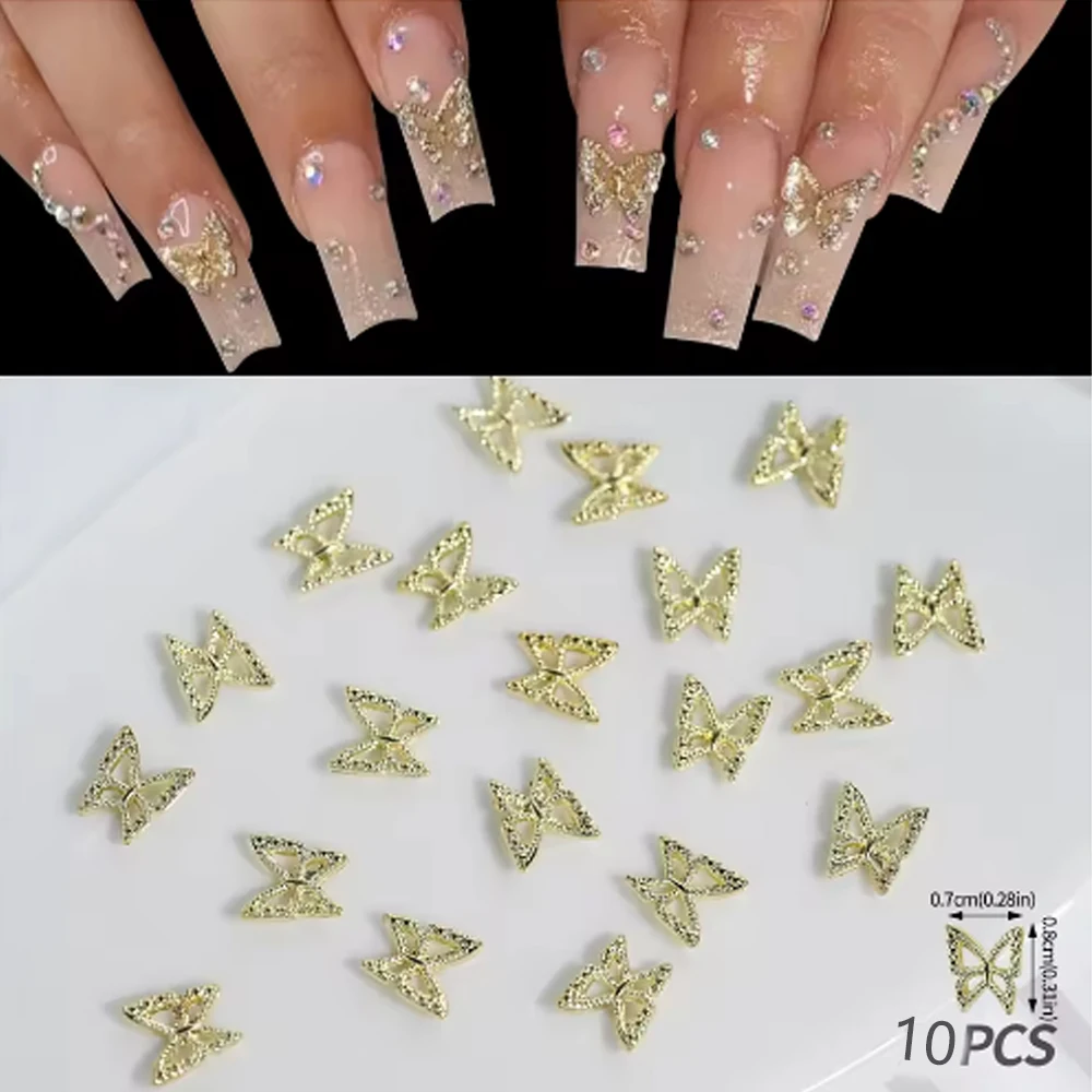 20 pièces paillettes diamant ailes creux papillon ongles breloques 3D papillons forme breloques pour ongles gemmes Nail Art décoration fournitures