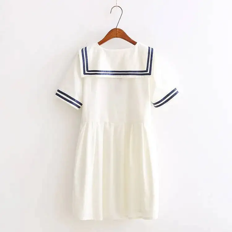 Nuevo disfraz de Cosplay japonés Preppy estilo marino con lazo de marinero vestido blanco de Lolita para mujer