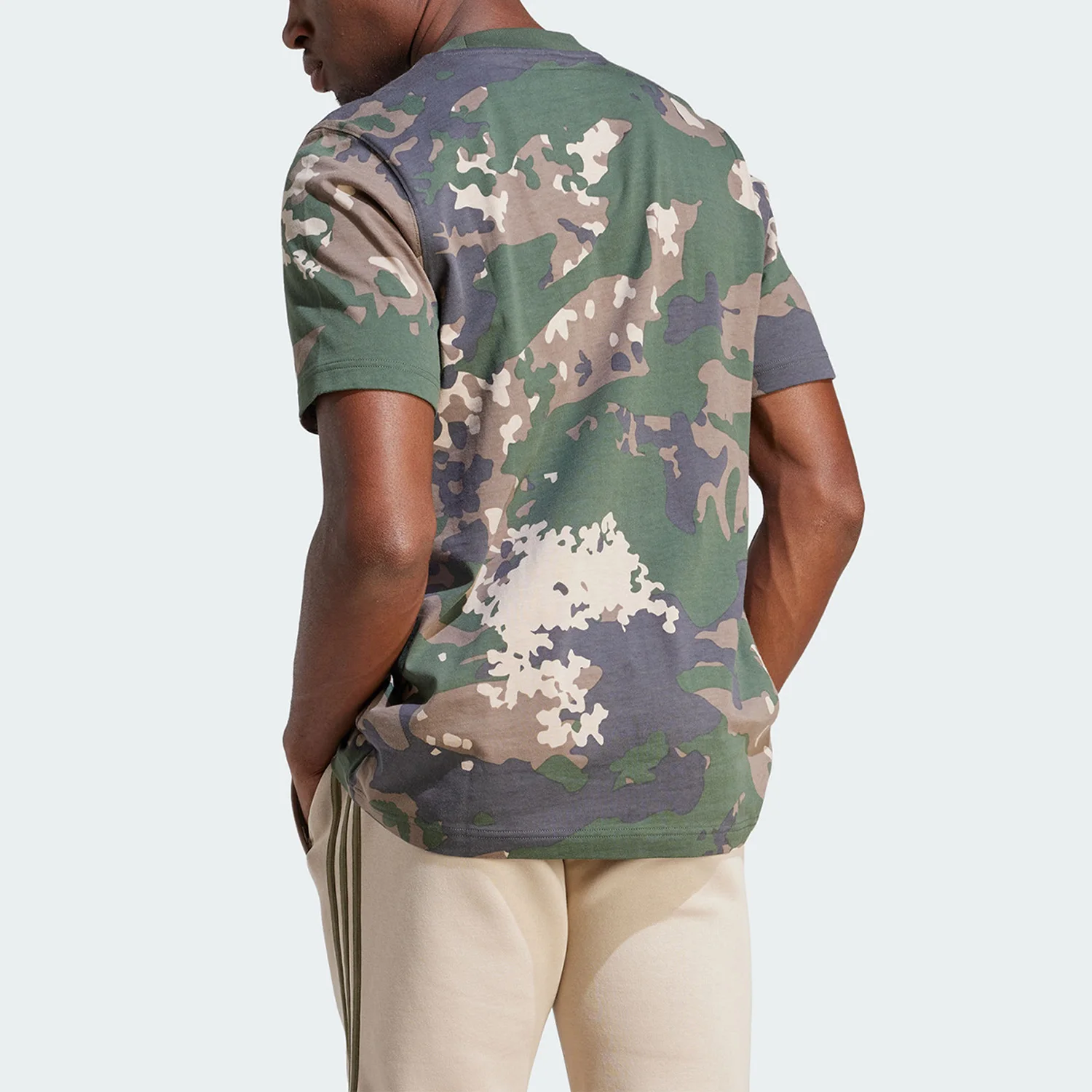 Adidas genuine clover camouflage men's round neck sports short sleeved T-shirt IR9474