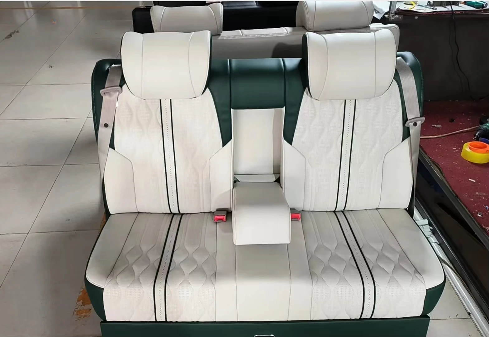 Luxury Electric Motorized VIP Leather Auto Back Seats Flat Sofa Bed for MPV Limousine Van RV Motor Home Camper Van Mini Bus