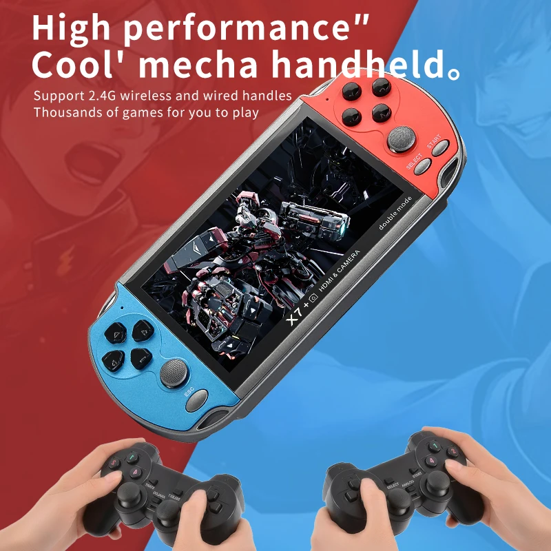 New X7 Double Version Handheld Game Console with Camera 4.3 Inch Built-in 8G 10000+ Games Dual Joystick Retro Nostalgic Arcade