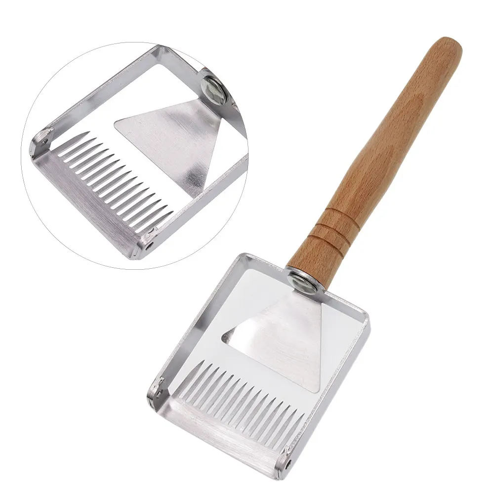 Professional Beekeeping Uncapping Fork Honeycomb Scraper Comfortable Wooden Handle Perfect for Deep Uncapping