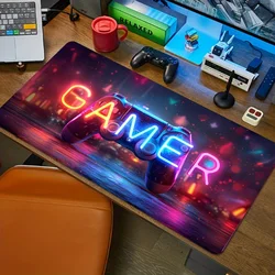 Gamer neon design mouse pad extended e-sports rubber desk pads gaming office computer keyboard mat new laptop carpet table mats