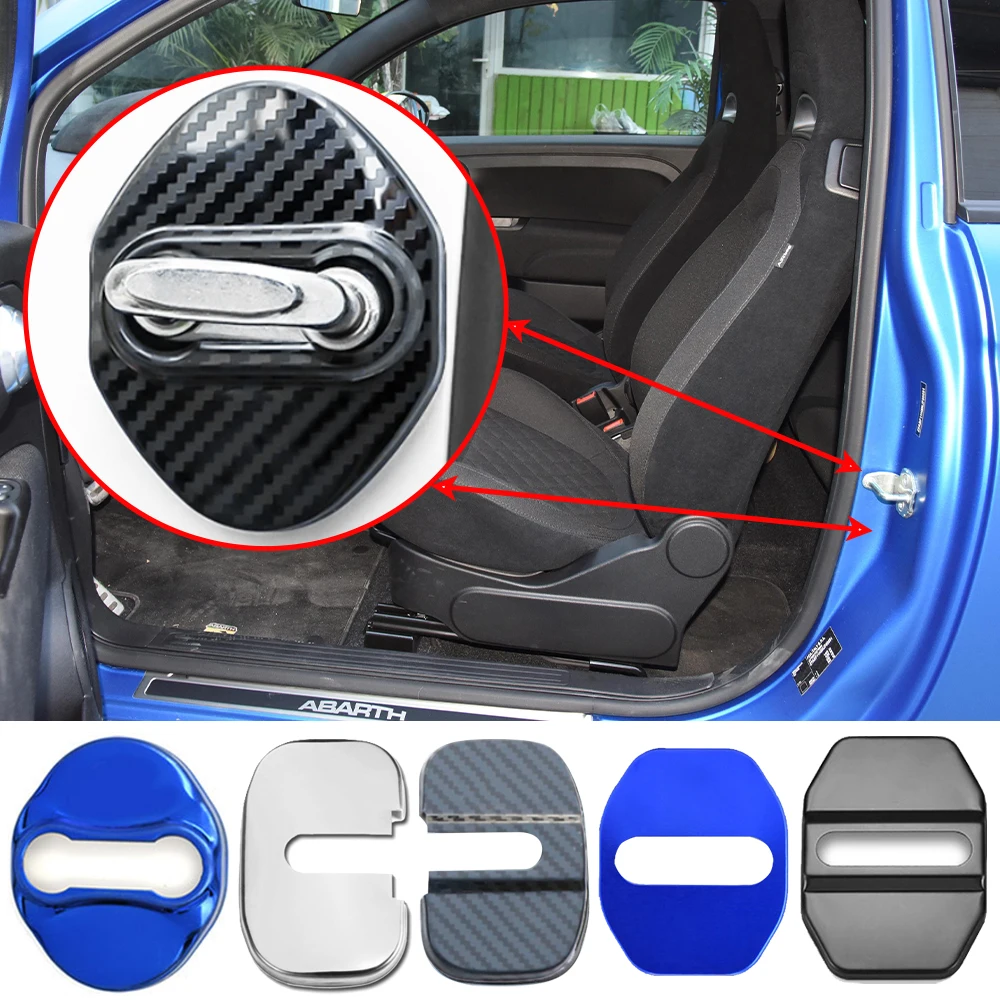 Car Door Lock Cover Auto Protection Case For Fiat Abarth 595 Pista 595 Turismo 695 70° Anniversary 695 Biposto Car Accessories