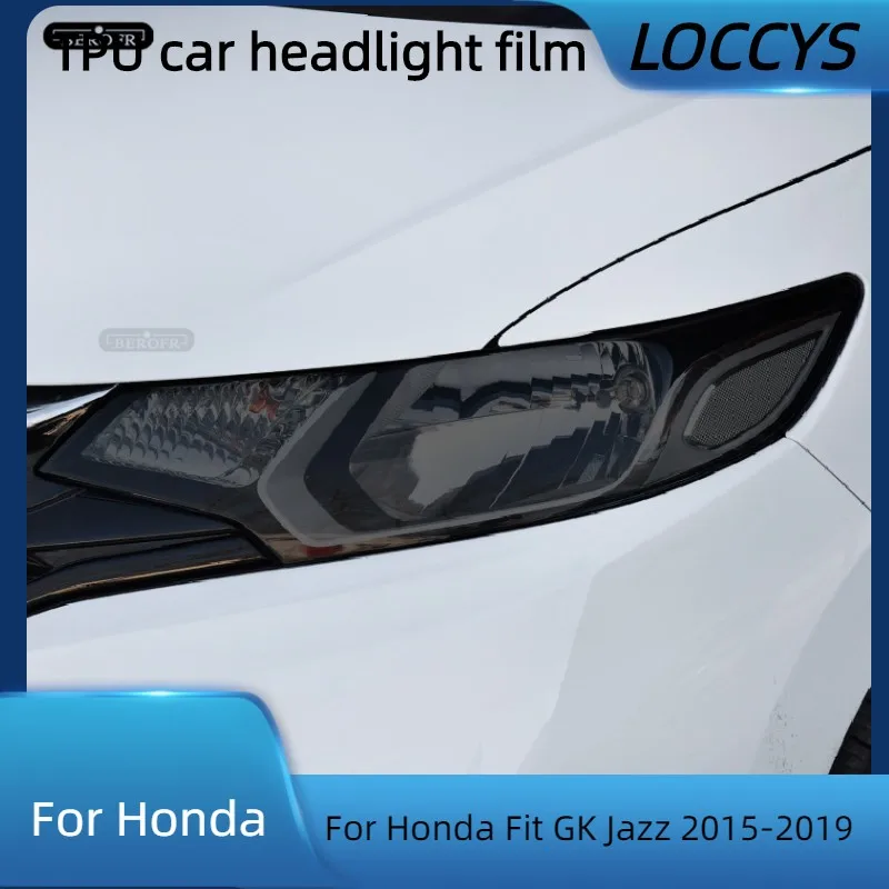 

For Honda Fit GK Jazz 2015-2019 Car Headlight Protection Tint Film Smoke Black TPU Protective Transparent Sticker Accessories