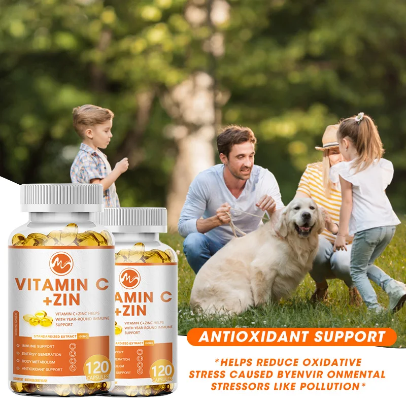 Minch Vitamin C 1000mg With Zinc 20mg Capsules for Support Cellular Energy Production & Collagen Formation Body System Supplemen