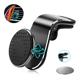 360 Rotatable Magnetic Car Phone Holder Air Vent Magnet Mount GPS Smartphone Phone Support in Car Bracket for iPhone 16 Samsung