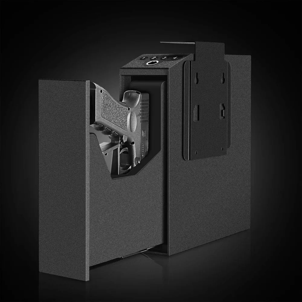 Biometric Slider Handgun Gun Safe for Nightstand, Desk, Bed Side,Truck - Auto Sliding Door Hand Gun Safe for Pistol