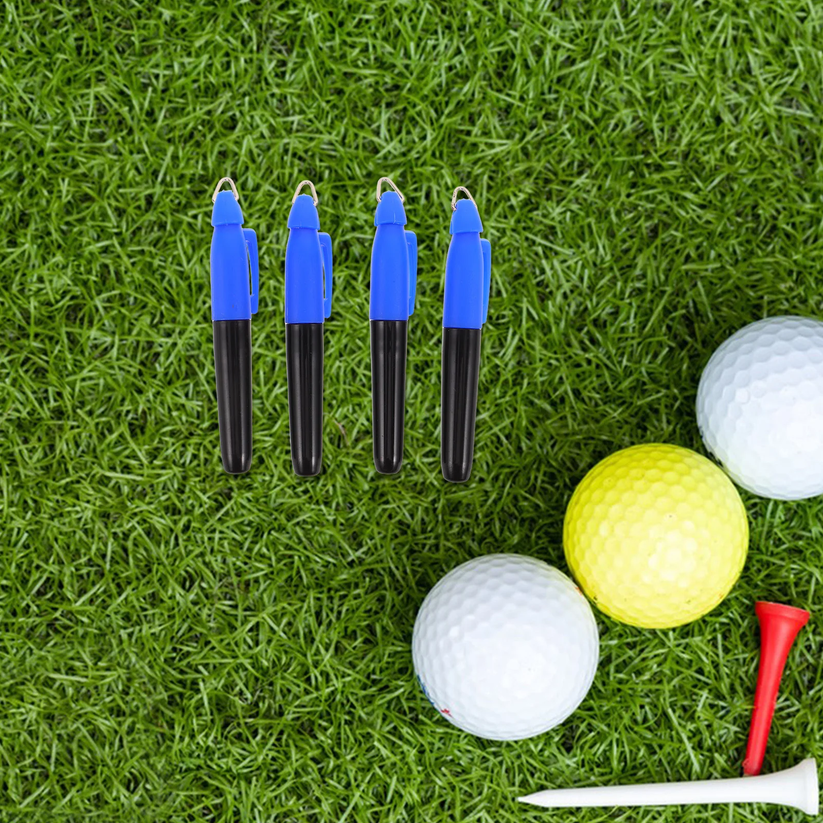 4pcs Golf Ball Marking Tool Triangle Buckle Durable Iron Hook Smooth Line Drawing For Outdoor Use Permanent Marker Pen Golf