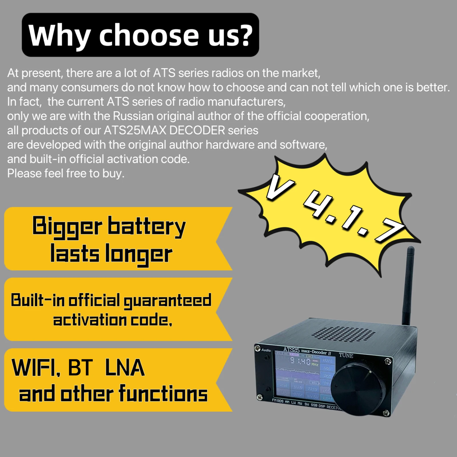 ATS-25MAX Decoder V2 2,4 Zoll Touchscreen Tragbarer Vollband-Radioempfänger mit HAM-Frequenzmodulationsradios Suche
