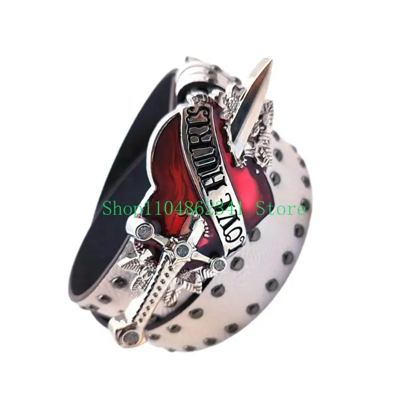 

652F Punk Girls Heart Buckle Waist Belt for Jeans Dress Cowgirl Belt Waistband