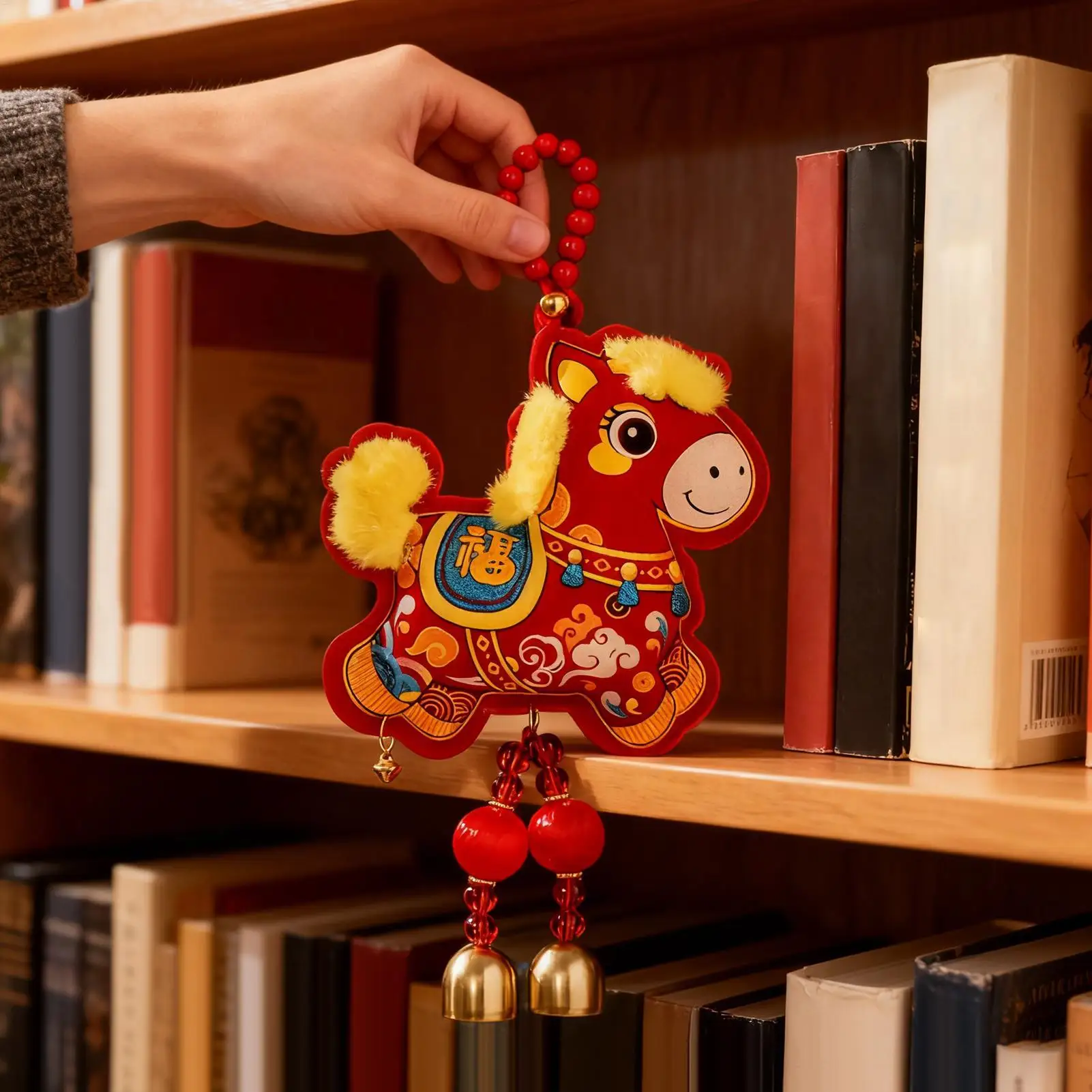 Украшение лошади, украшение на удачу с вышивкой-колокольчиком, 2026, новогодние украшения для богатства, успеха, весеннего фестиваля