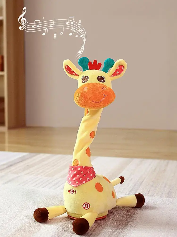 

Электронный поющий жираф, плюшевая интерактивная игрушка для пения, скручивающая мягкая плюшевая светящаяся говорящая повторяющаяся жираф для маленьких мальчиков