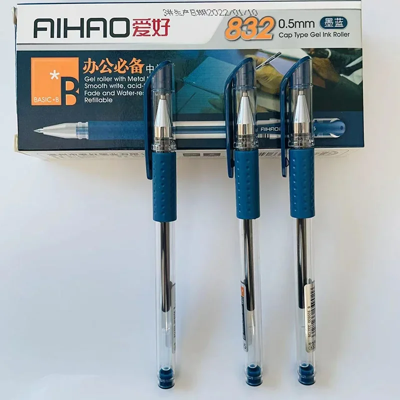 

12Pcs/Set AIHAO 832 0.5mm Dark Blue Gel Roller With Metal Tip Smooth Write School Office Supply