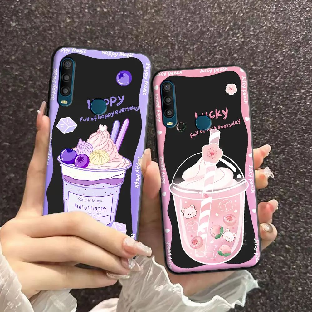 Capa de telefone de silicone macio TPU astronauta padrão bonito dos desenhos animados, capa de moda para Alcatel 3L, 1V 2020