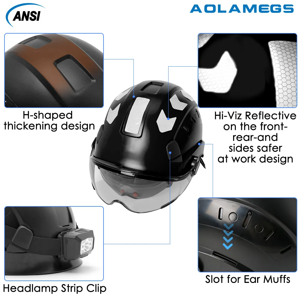 Casco protección ABS con visera y gafas integradas CE - imagen 4