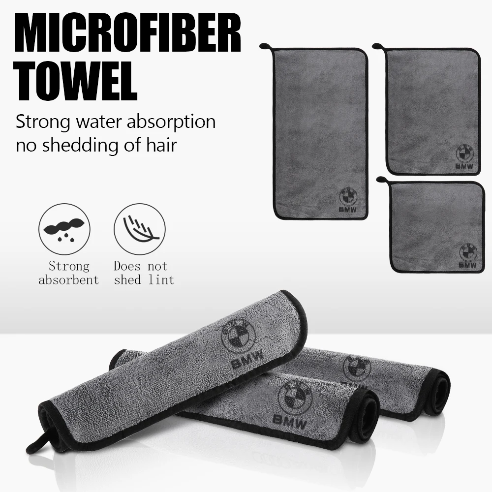 Microfiber Absorbent Car Cleaning Towels Double-Faced Plush Wash Towel For BMW M Performacne E46 E90 E60 F10 F30 E39 E36 F20 E87