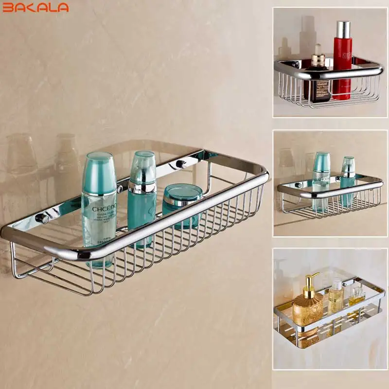 

BAKALA Brass Bathroom Accessories Corner Shelf Finished Wall Mounted Bath Shower Caddy Storage Holder BR-6716