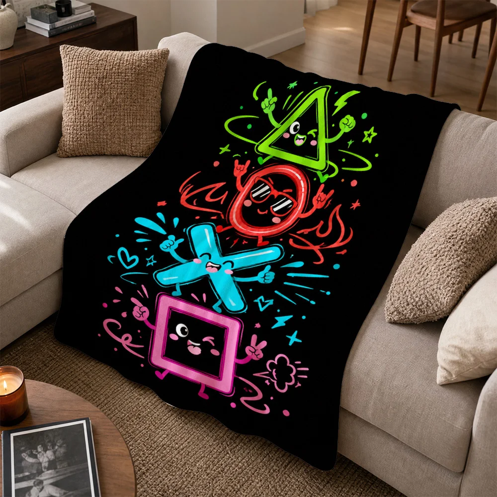 Trendy Abstract Cartoon Throw Blanket for Sofa Living Room Decor Geometric Pop Art Kawaii Couch Cozy Winter Gift for Home