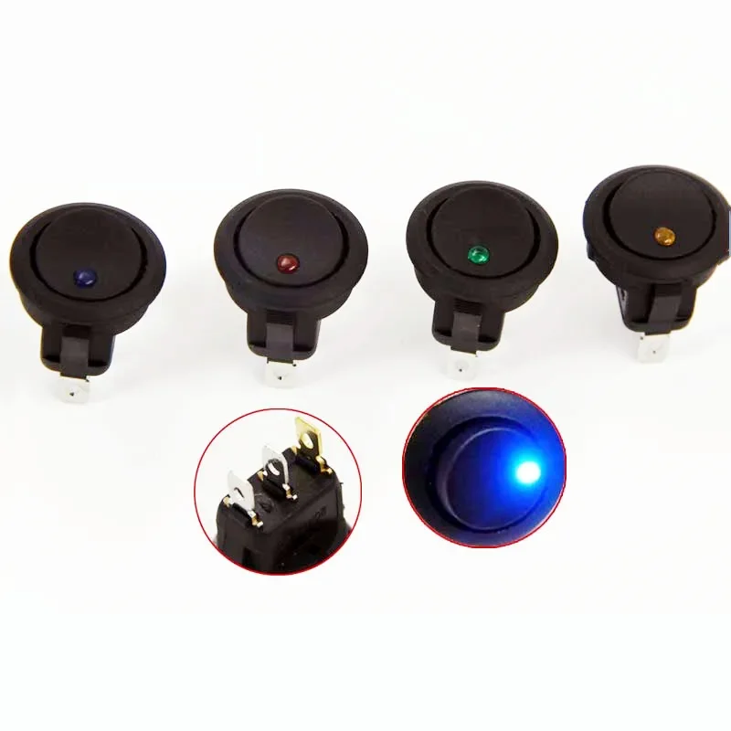 1/4pcs Car 12V 3 Pin Round Rocker Dot Boat LED Light Toggle Switch SPST ON/OFF,5A 250V/10A 125V AC