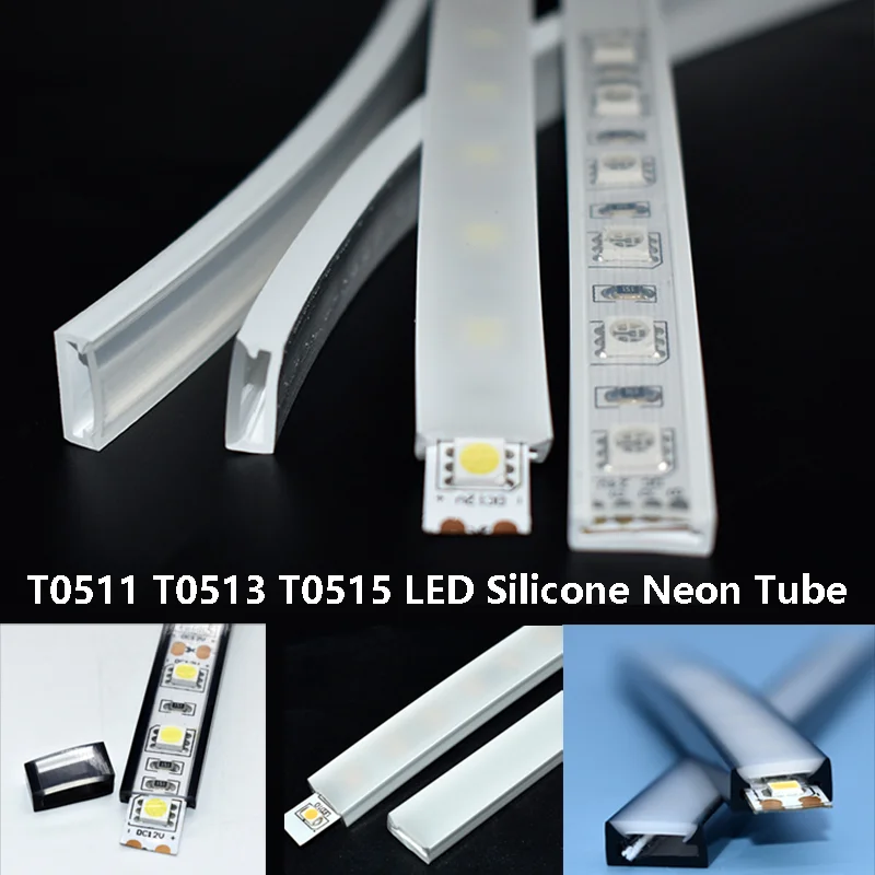 Flexible LED Silicone Neon Tube Protection Cover Transparent Matte Black Milky Silica Gel Channel Diffuser WS2812 WS2811 Strip