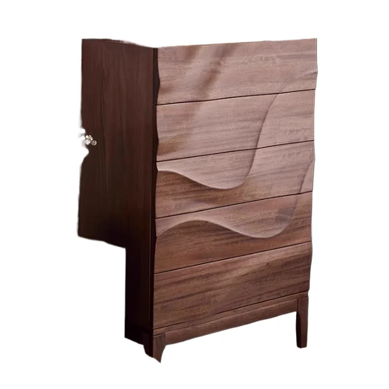 

Black walnut wavy chest of drawers solid wood living room bedroom cabinet storage
