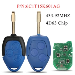 jingyuqin 3 Button 433MHz 4D63 Chip Remote Car Key FOB For Ford Transit WM VM 2006-2014 6C1T15K601AG FO21 Keys Control