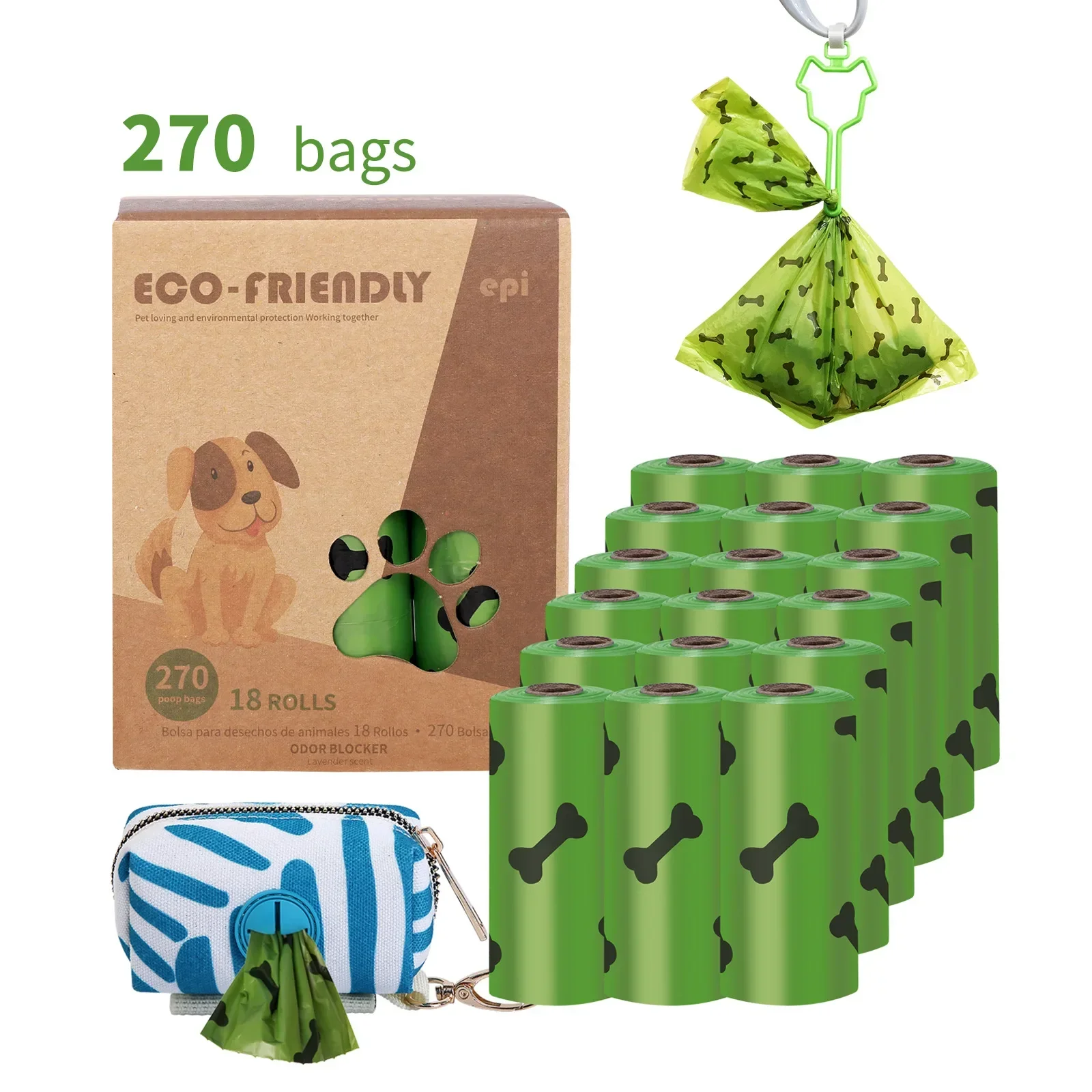 Dog Poop Bags Durable and Leakproof Extra Thick Waste Bag Refill Rolls For Dogs Biodegradable Dog Waste Bags with Dispenser