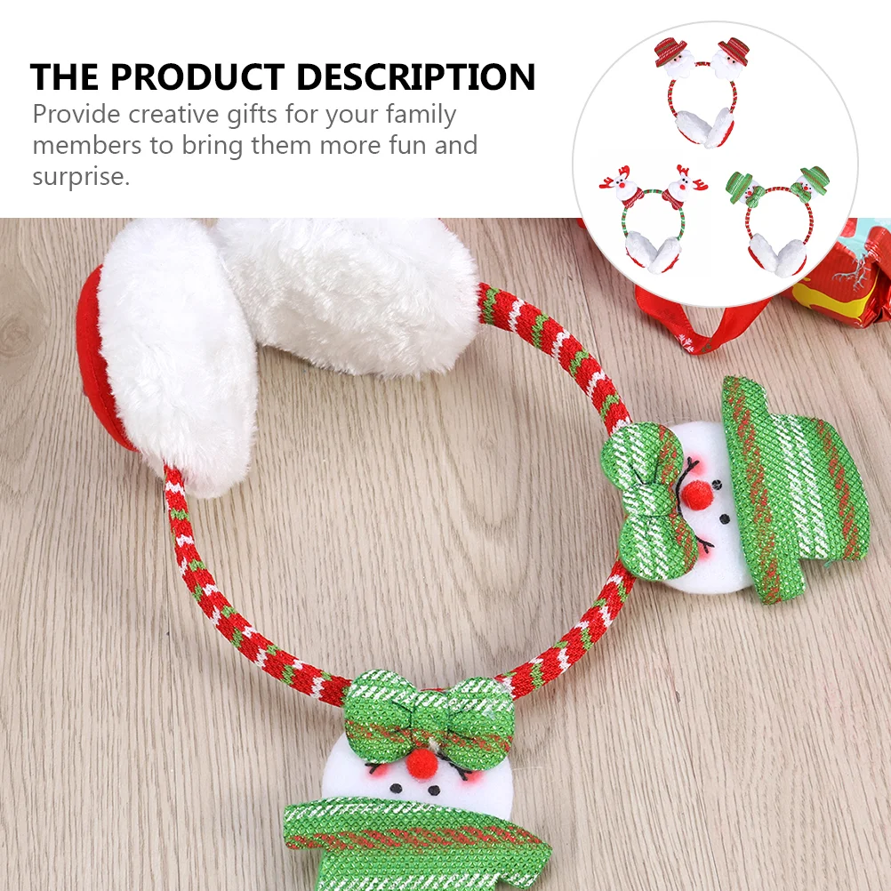 3 Pcs Fluffy Christmas Headband Women's Snowman Artificial Fur Reindeer for Girls