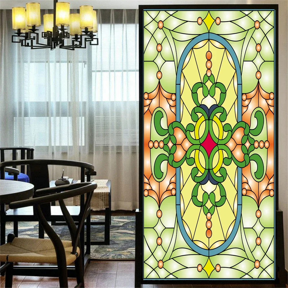 

No Glue Privacy Window Film Vinyl Static Cling Frosted European Stained Glass Decorative Window Sticker Window Film