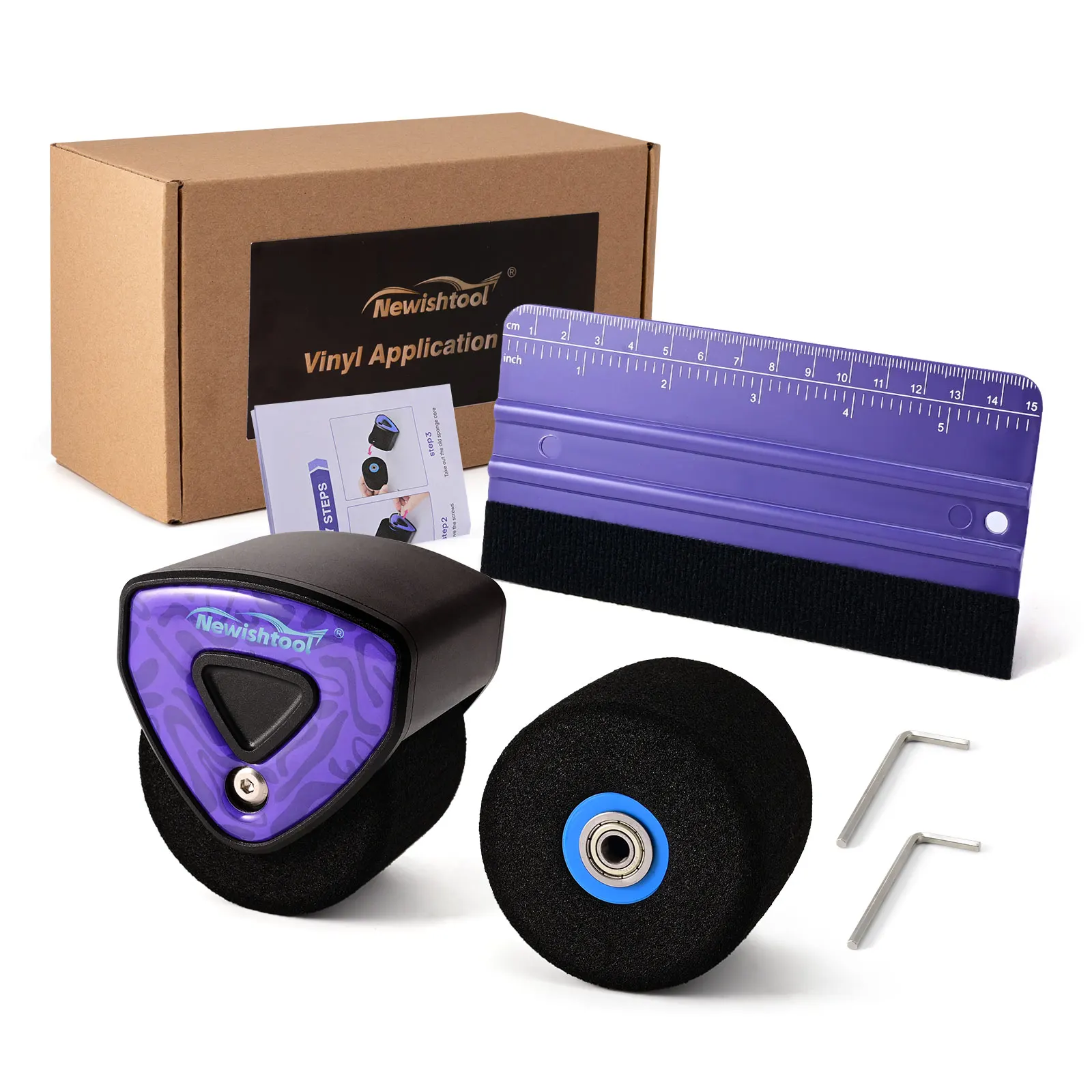 FOSHIO Heat Resistant Sponge Wheel Roller Car Wrap Protection Film Paper Edge Pressing Foam Wheel Roller Plastic Felt Squeegee