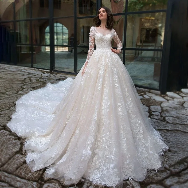Robes De mariée en dentelle robe De bal manches longues Boho musulman dubaï arabie saoudite israël robes De mariée Vestido De Novia personnalisé